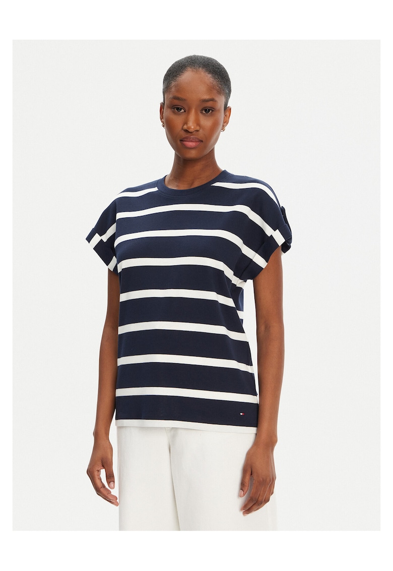Tricou dama - Bleumarin/Alb -