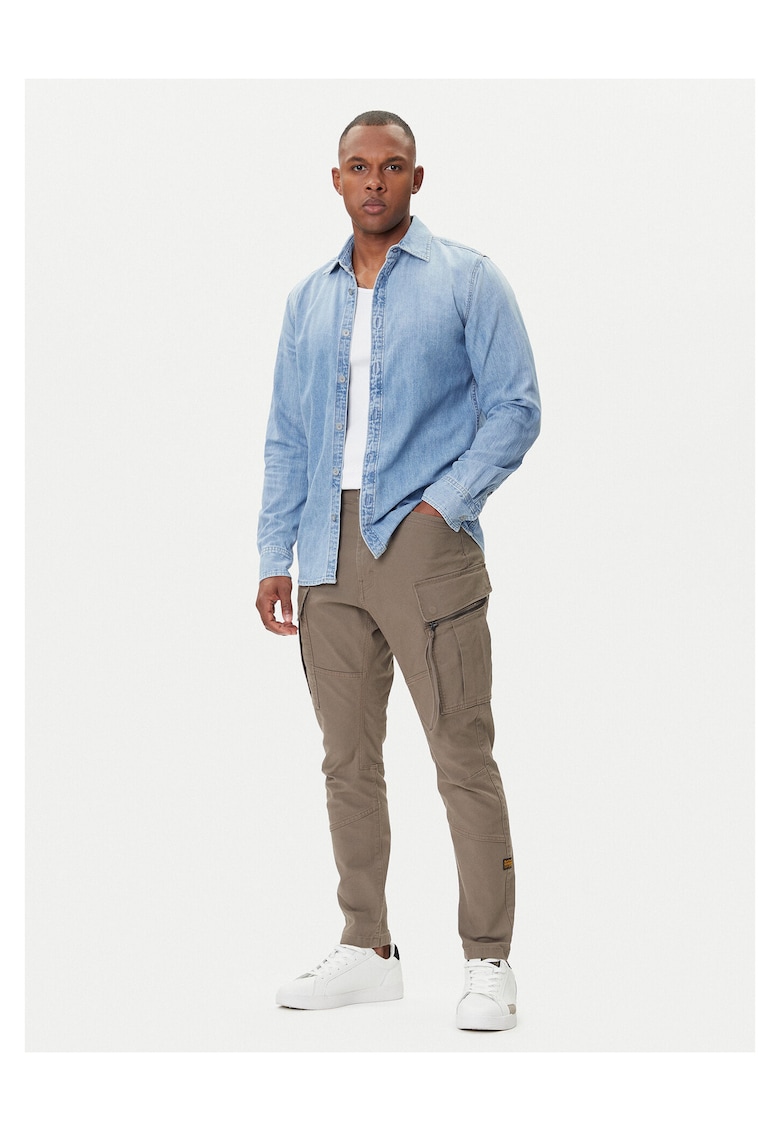Pantaloni barbati - bumbac - fermoar - verde -