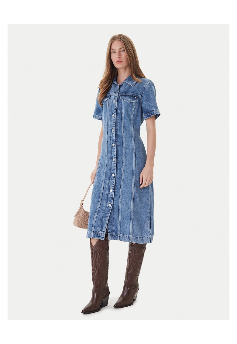 Rochie din denim pentru femei albastru -