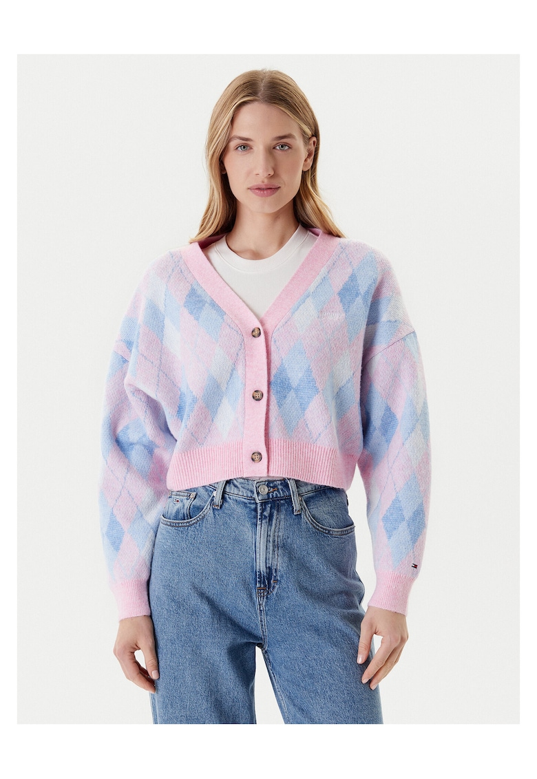 Cardigan dama roz/albastru