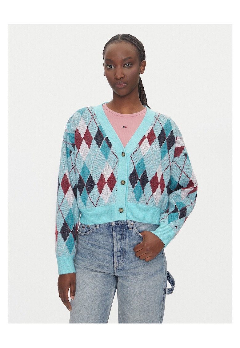 Cardigan dama verde - pulover tricotat