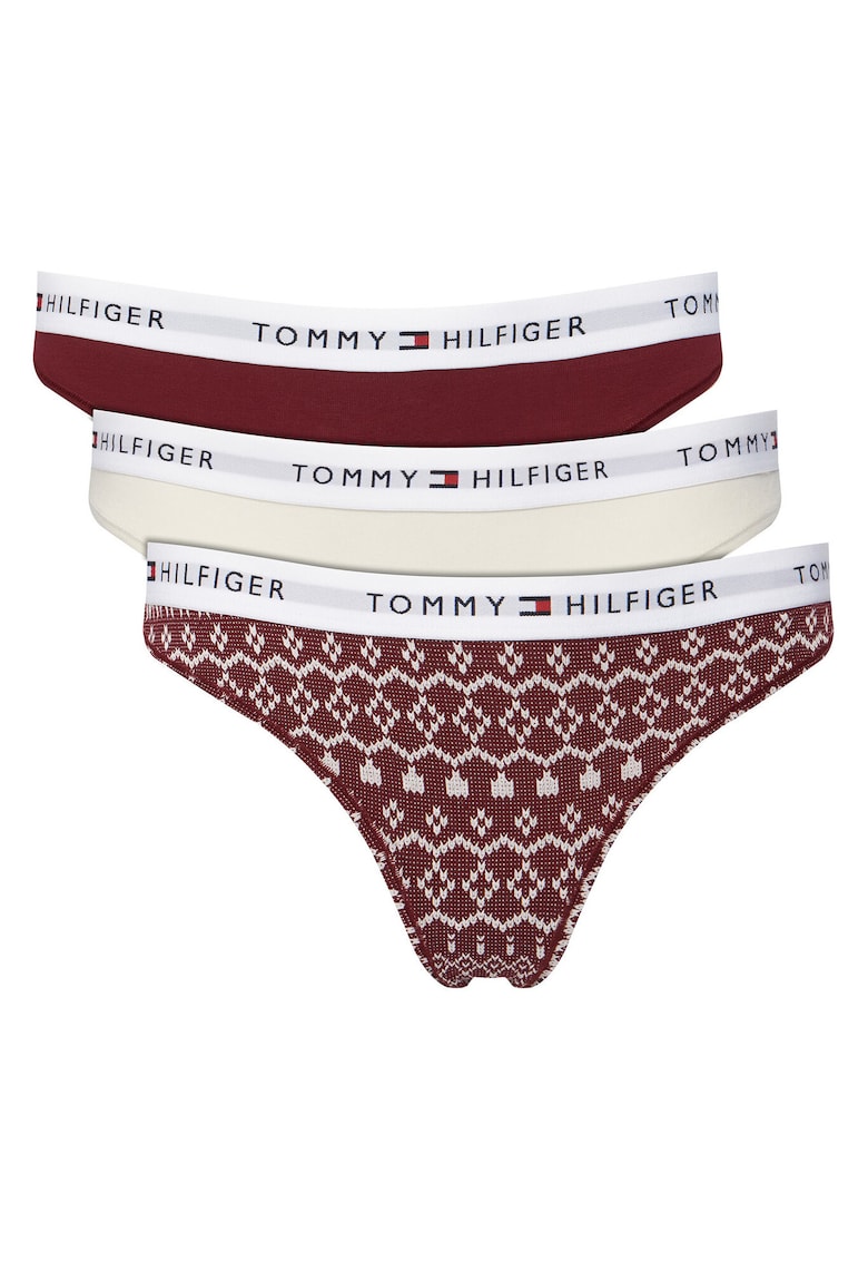 Set chiloti tanga femei bordo - bej - lenjerie intima