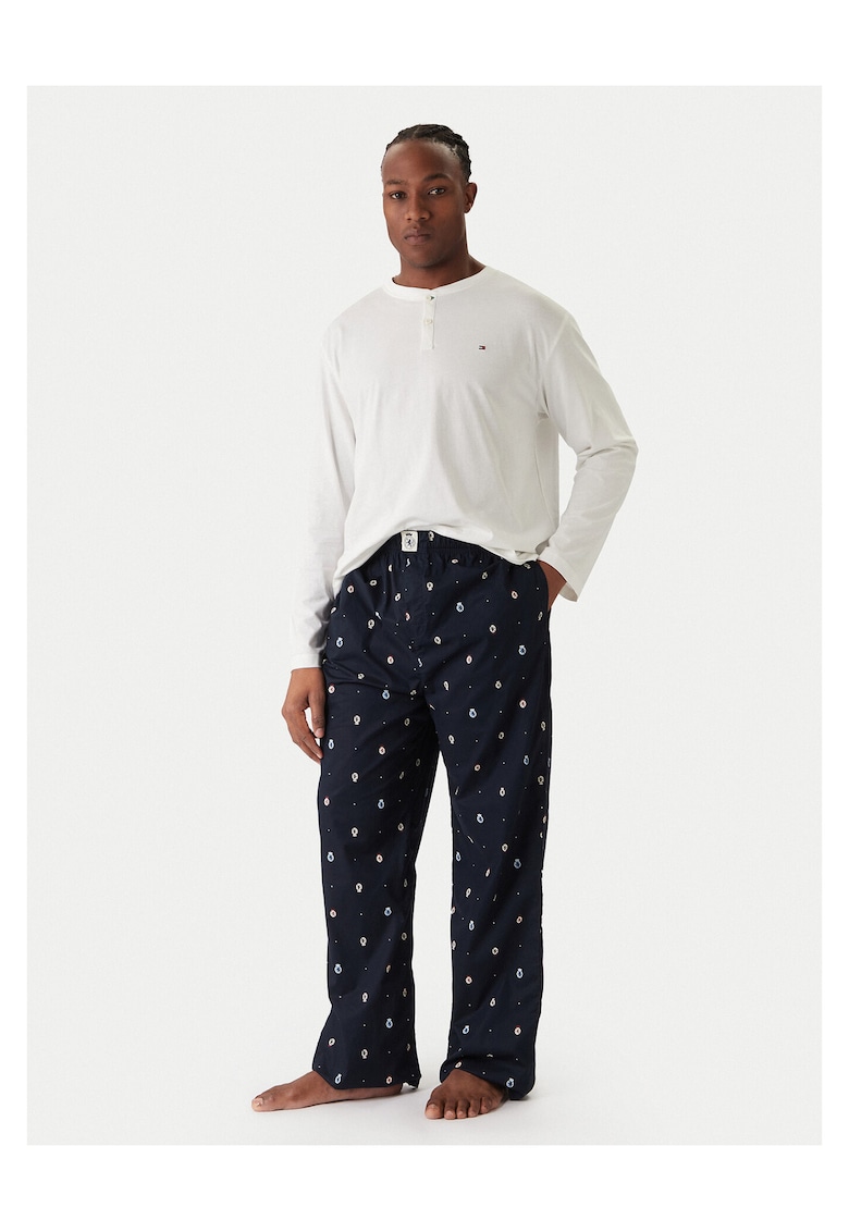 Pijama barbateasca ecru - bleumarin -