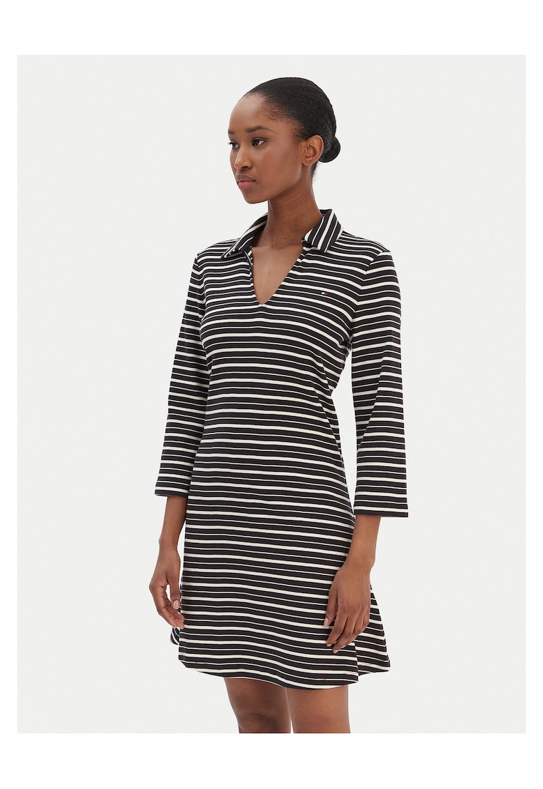 Rochie casual dama negru - dungi albe