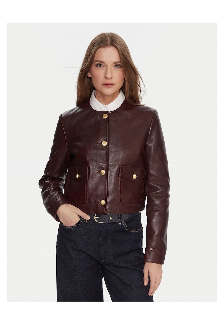 Geaca de piele - bordo - dama