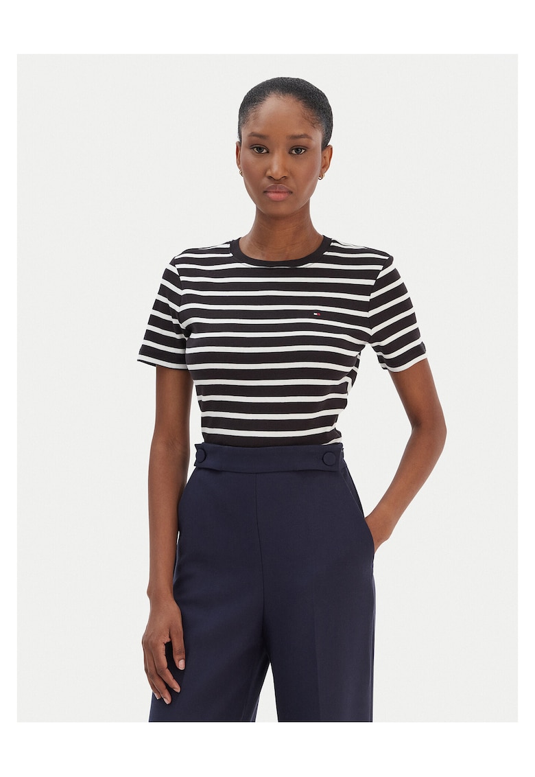 Tricou dama - Negru/Alb - Dungi