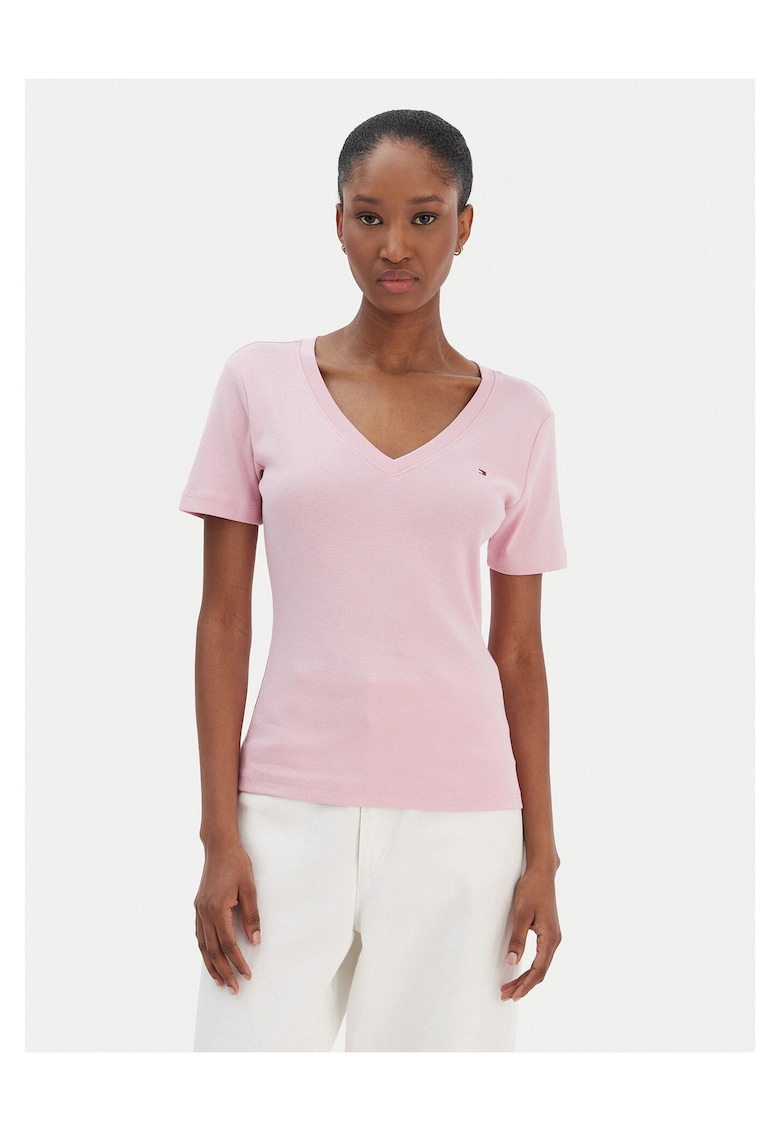 Tricou dama - Decolteu in V - Roz