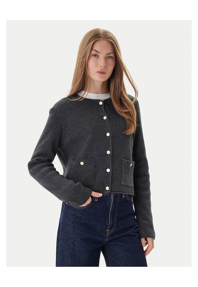 Cardigan dama gri - pulover tricotat