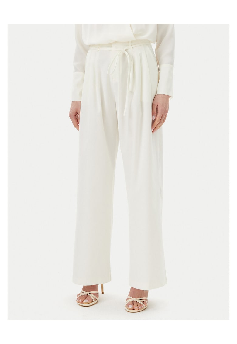 Pantaloni eleganti pentru dama palazzo - alb