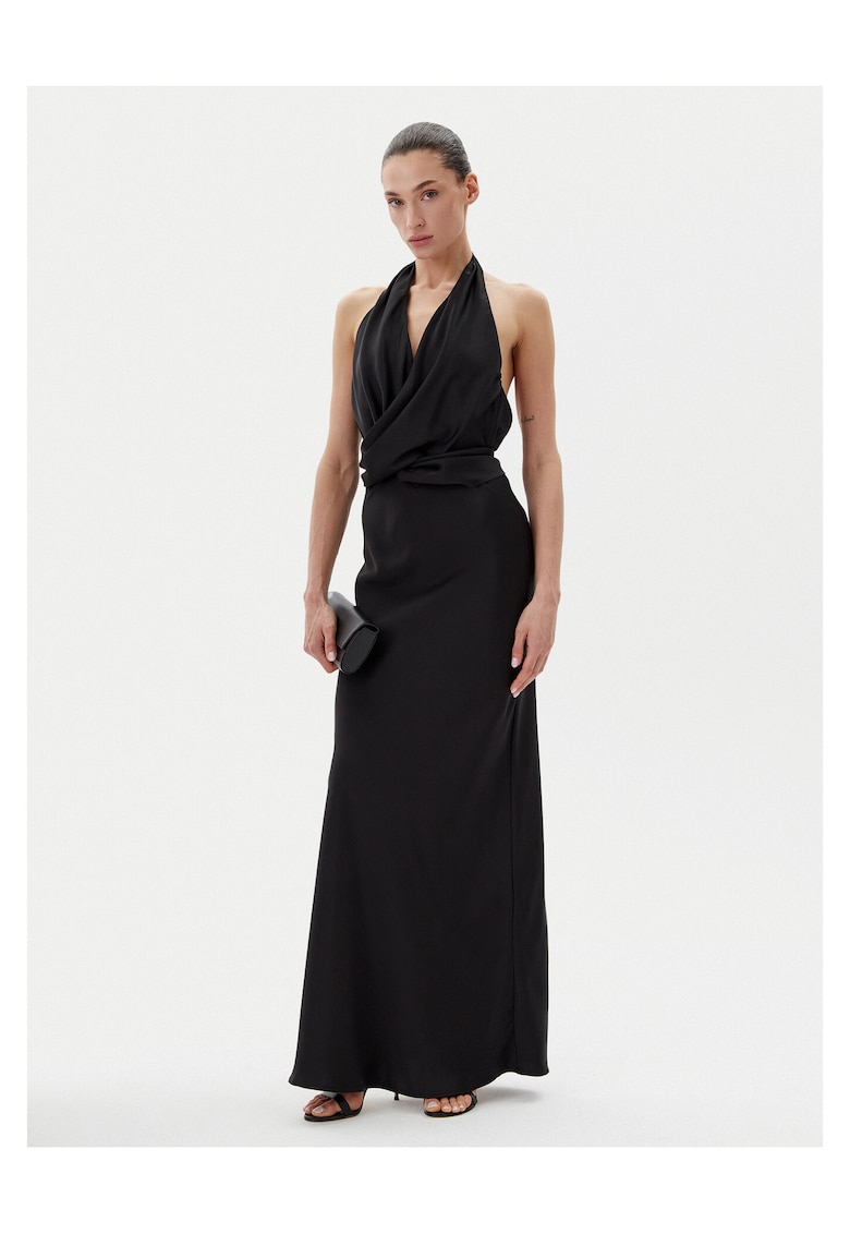 Rochie de seara - neagra - din material elegant
