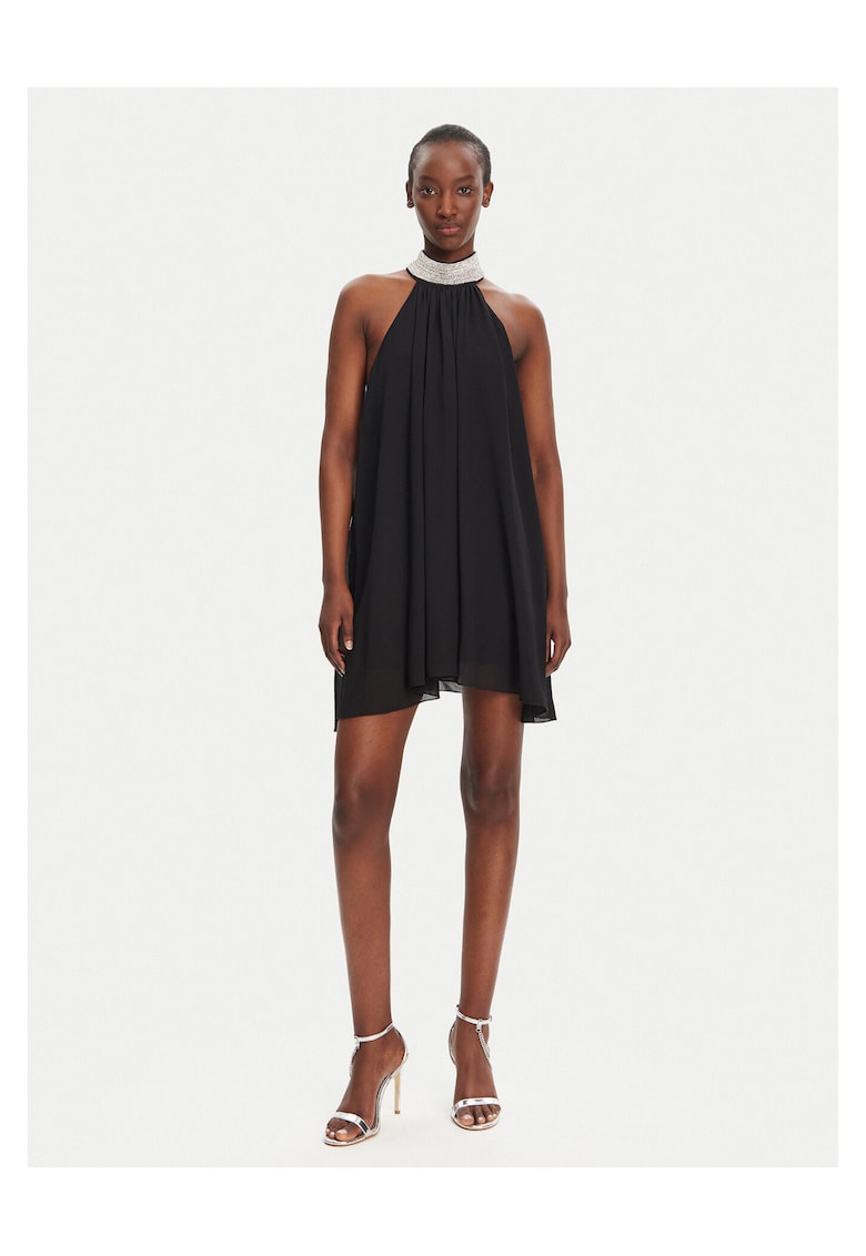 Rochie fermoar - negru - poliester -