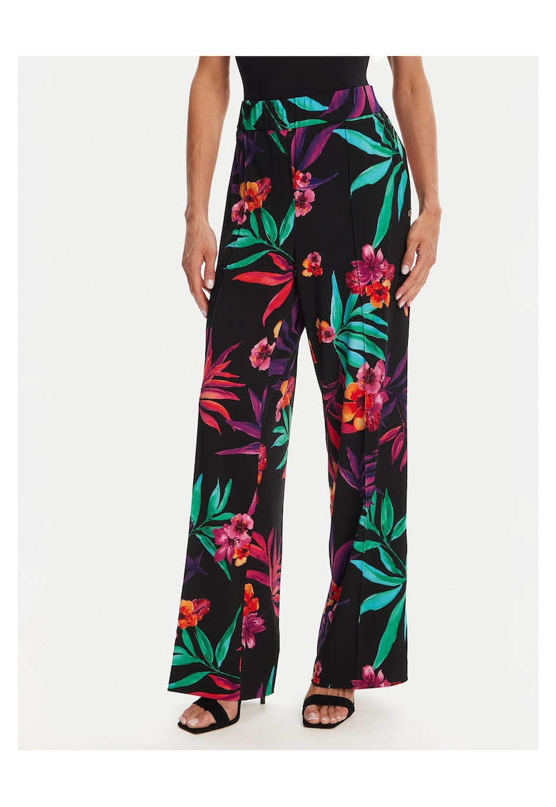 Pantaloni dama model cu flori - multicolor