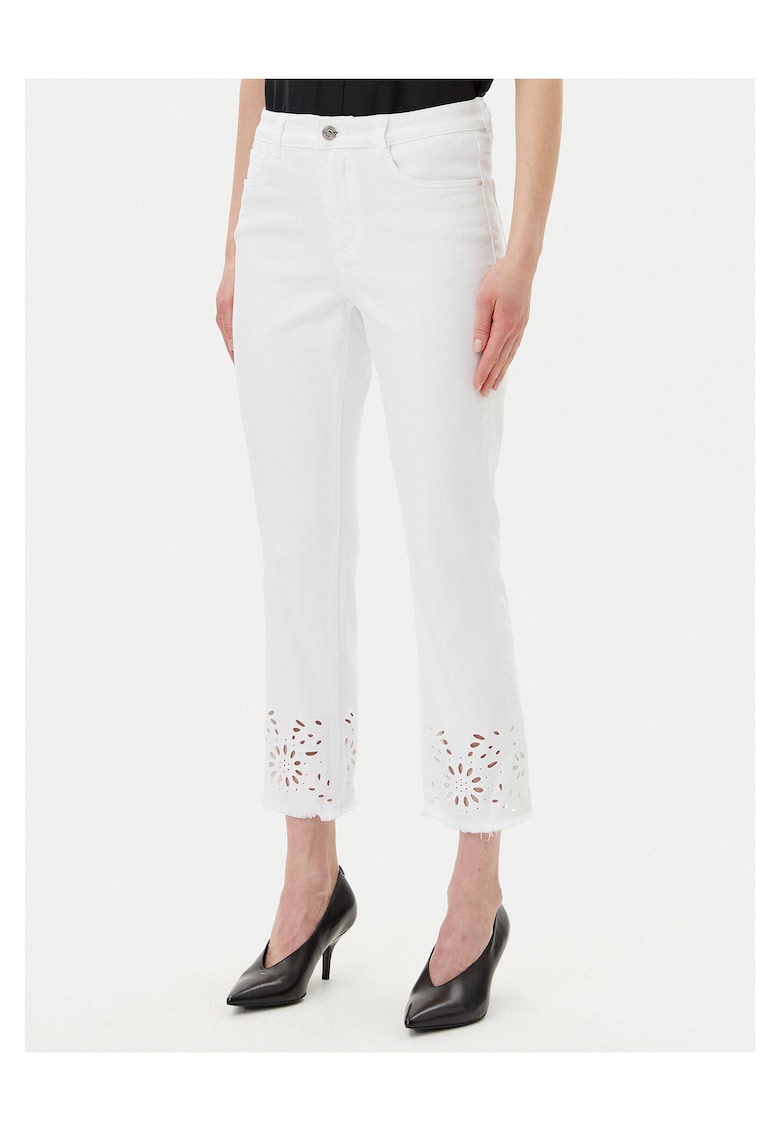 Pantaloni dama - bumbac - alb -