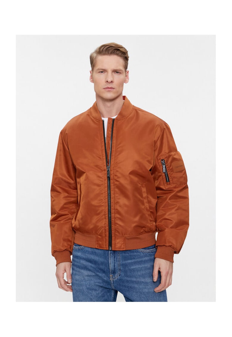 Geaca bomber barbati maro - 100% poliester -