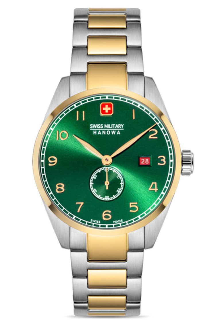 Ceas barbatesc - Cadran Verde - Argintiu/Auriu