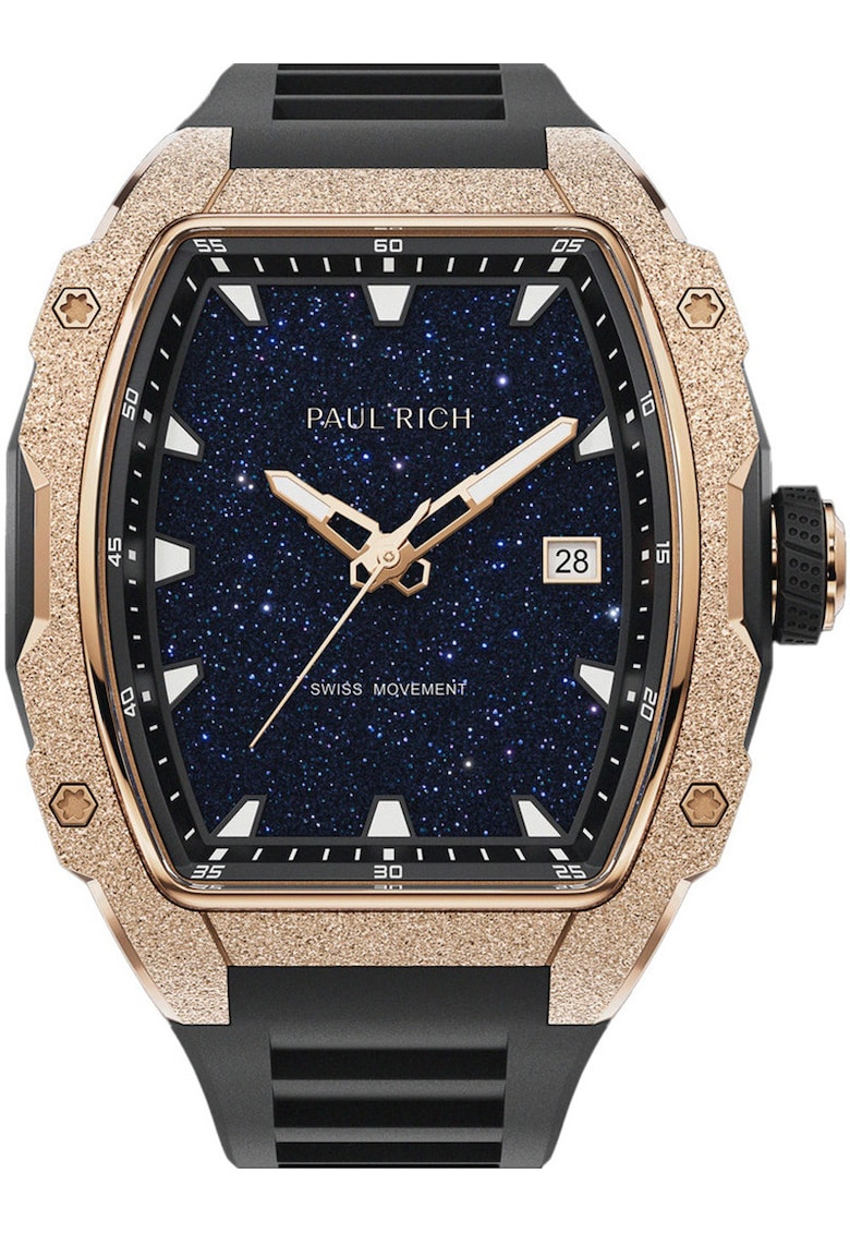 Ceas barbatesc 42mm - 5ATM - negru/auriu