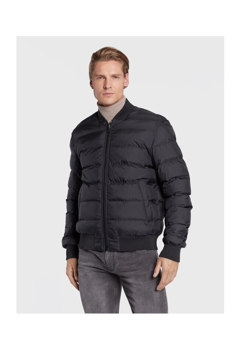 Jacheta Bomber barbati - neagra - din material de calitate -