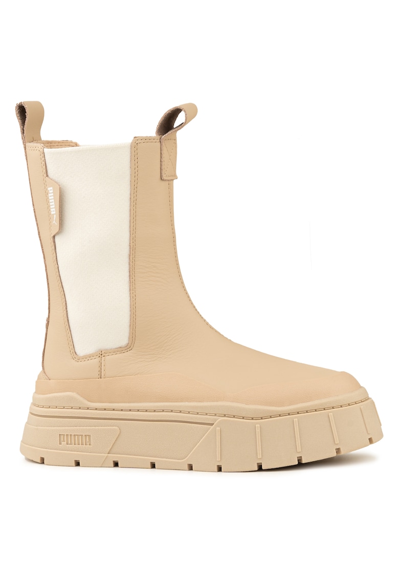 Cizme dama - Mayze Stack - platforma inalta - culoare bej - piele naturala -
