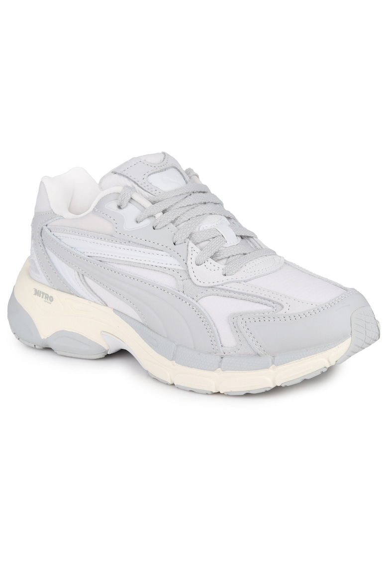 Adidasi sport Teveris Nitro - stil Y2K - gri - material textil si piele intoarsa