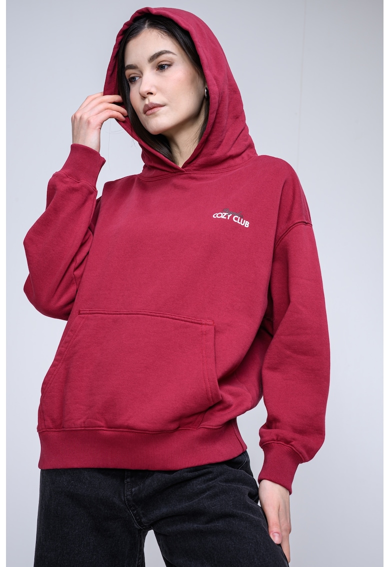 Hanorac cu imprimeu text - Alb/Visiniu