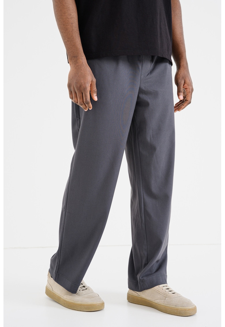 Pantaloni relaxed fit cu talie medie - Gri antracit