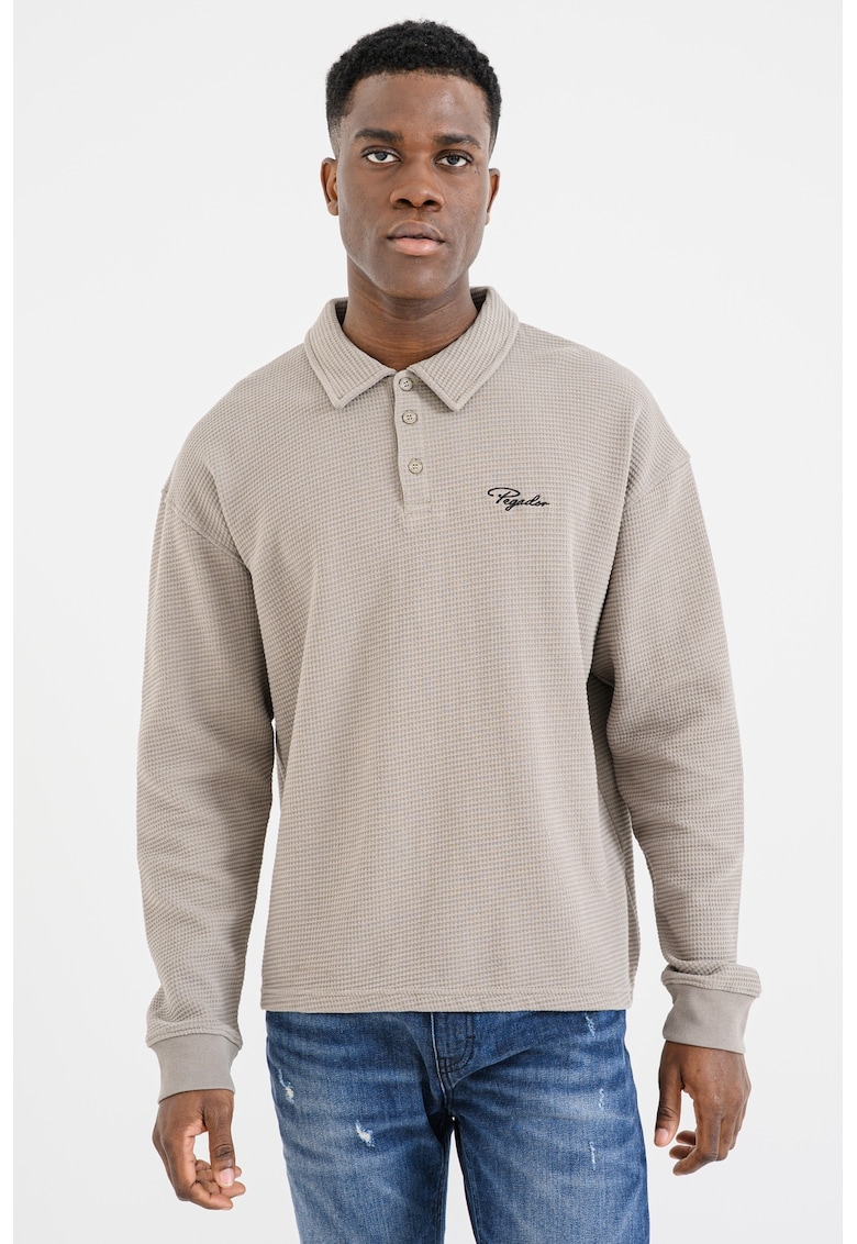 Bluza din amestec de bumbac cu guler polo