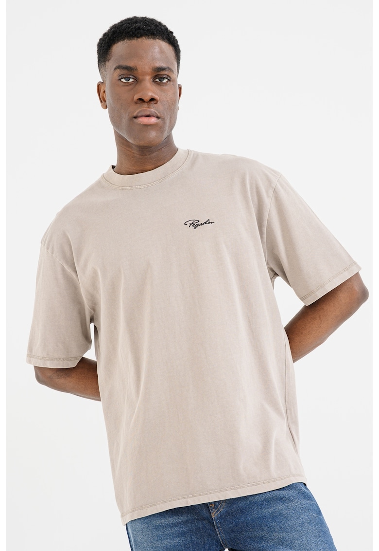 Tricou lejer de bumbac - Negru/Gri deschis