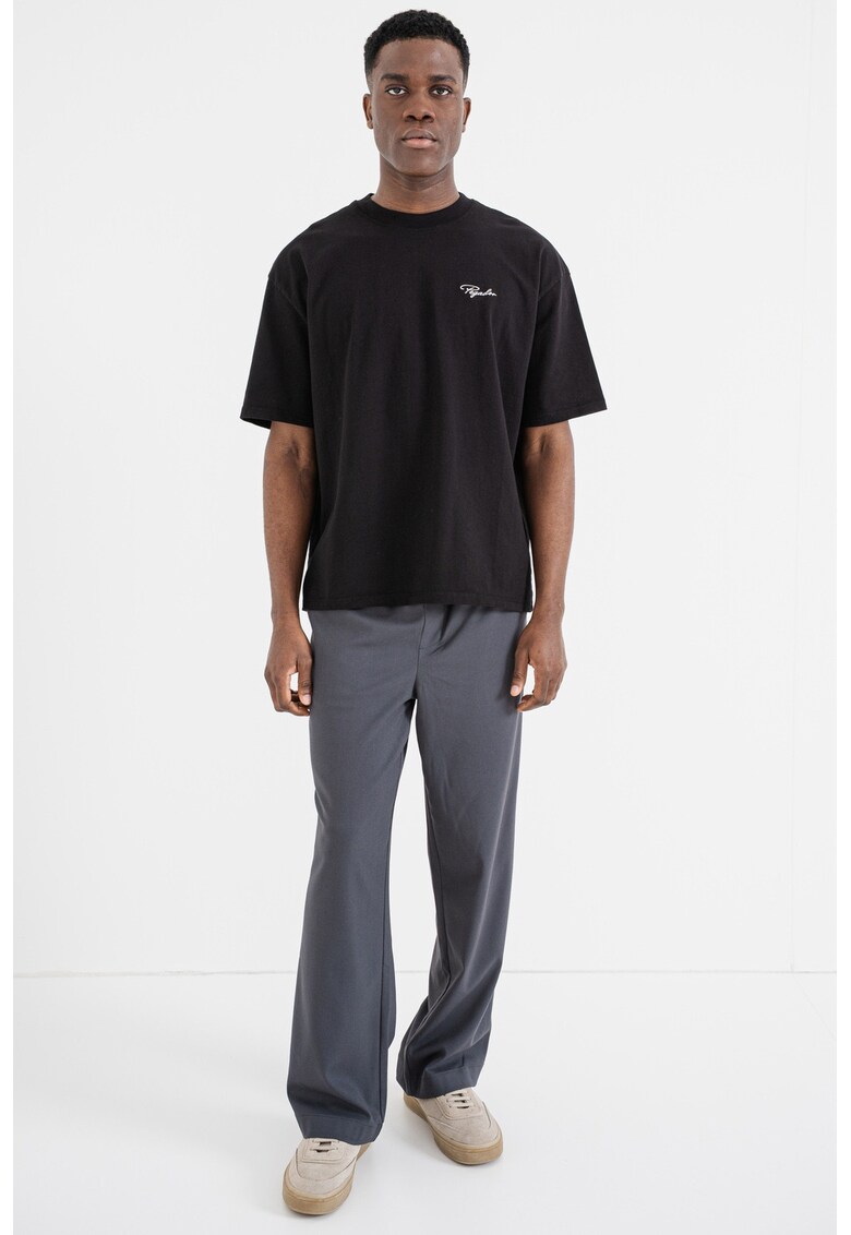 Tricou lejer de bumbac - Alb/Negru
