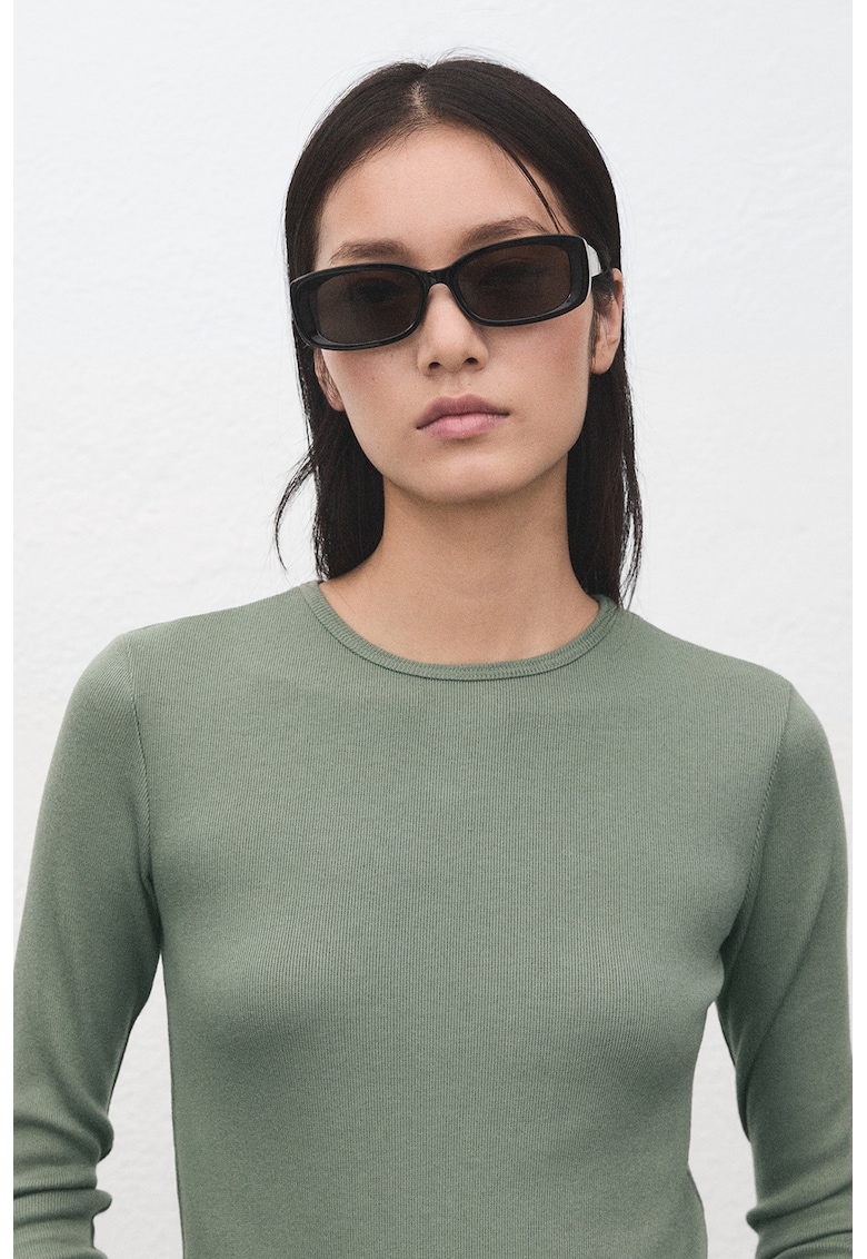 Bluza striata slim-fit - Verde deschis