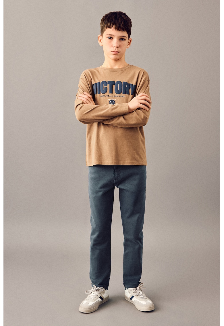 Blugi slim-fit cu model uni - Albastru petrol