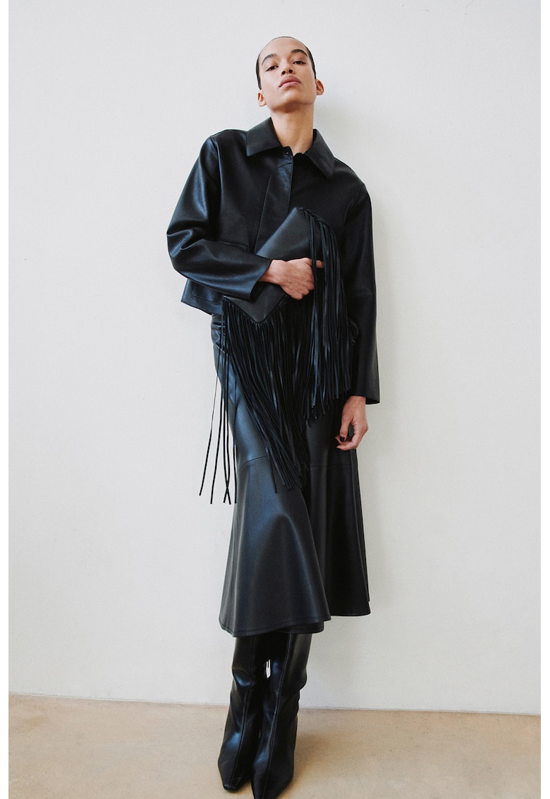 Jacheta din piele sintetica cu buzunare