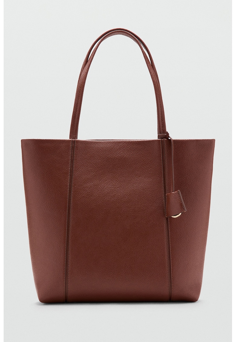 Geanta shopper cu maner dublu - Maro cognac