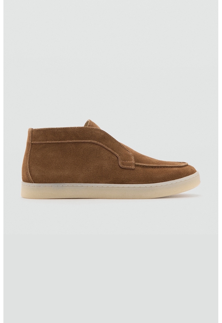 Ghete slip-on din piele intoarsa - Maro deschis