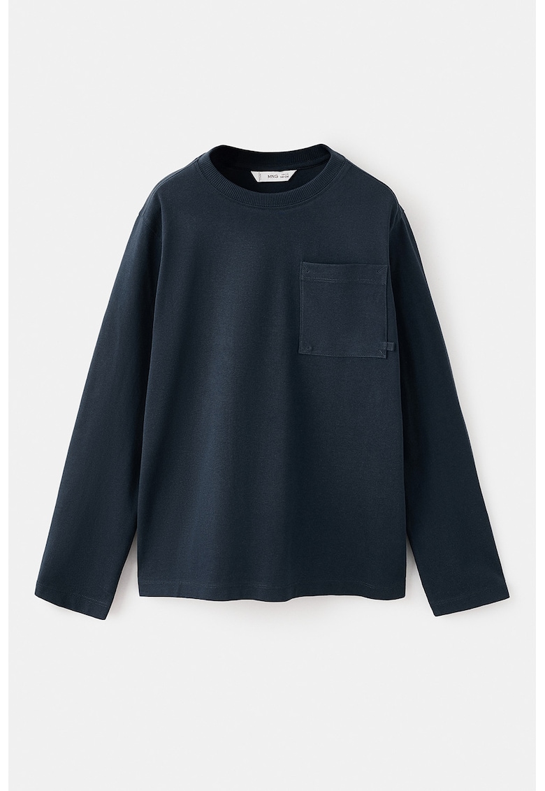 Bluza din bumbac cu buzunar pe piept - Bleumarin