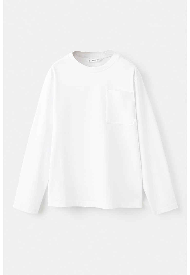 Bluza din bumbac cu buzunar pe piept - Alb