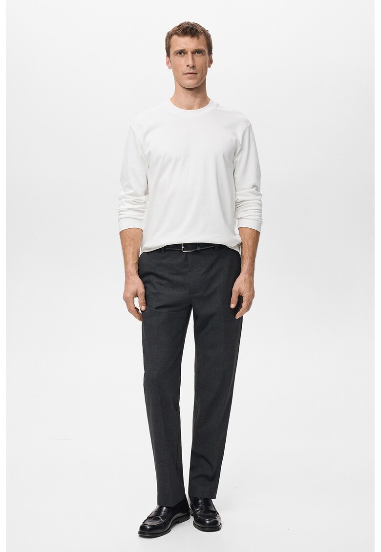 Bluza din bumbac cu decolteu la baza gatului - Alb