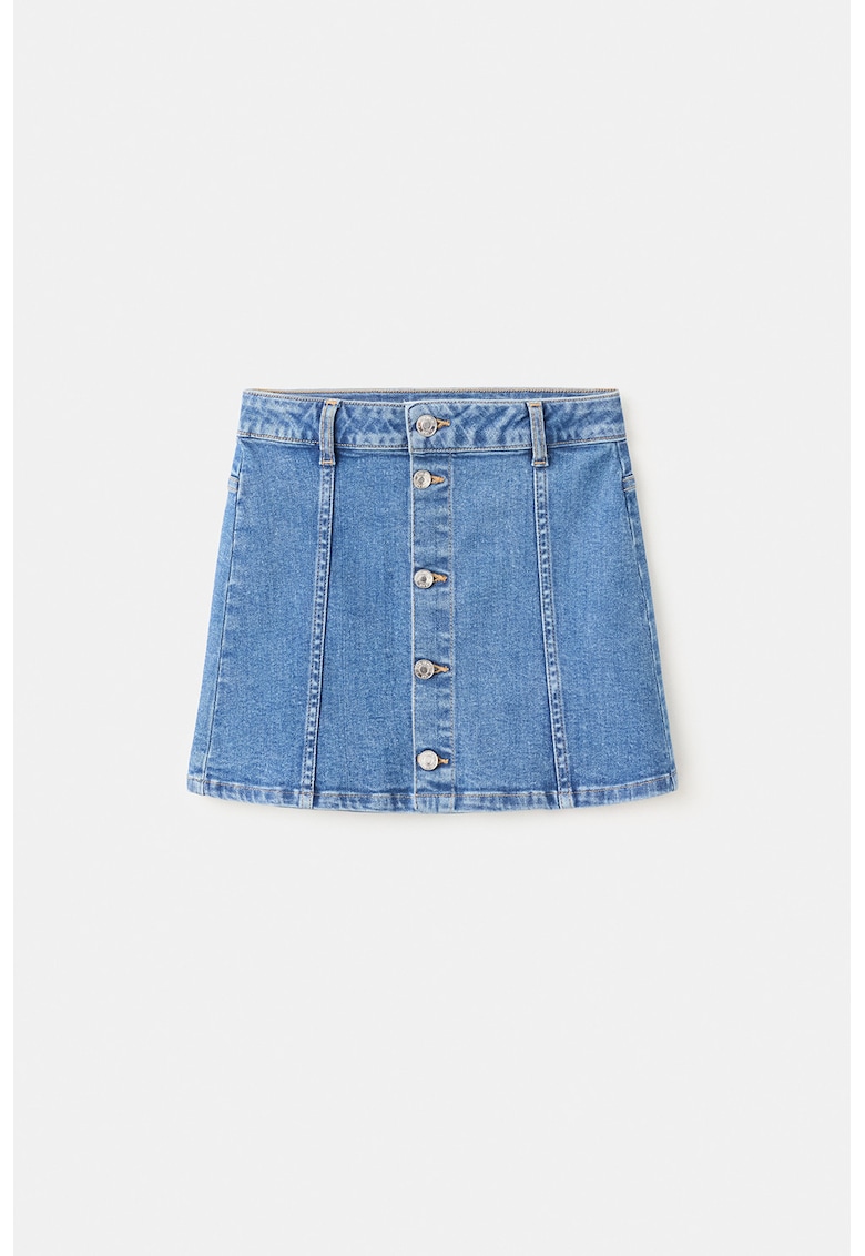 Fusta scurta din denim cu nasturi - Albastru