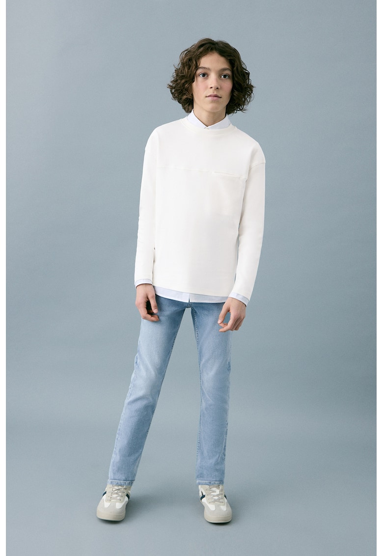 Blugi slim fit cu talie medie - Albastru deschis