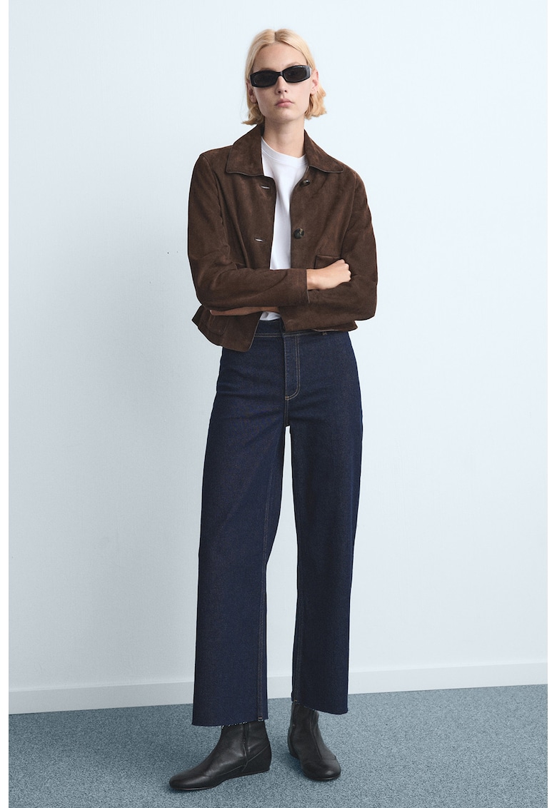 Blugi culotte cu talie inalta - Albastru ultramarin