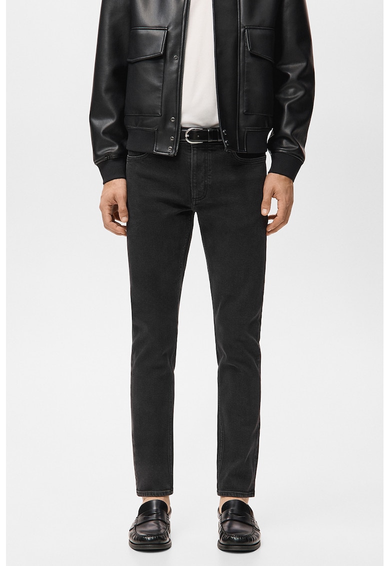 Blugi slim-fit cu talie joasa - Negru