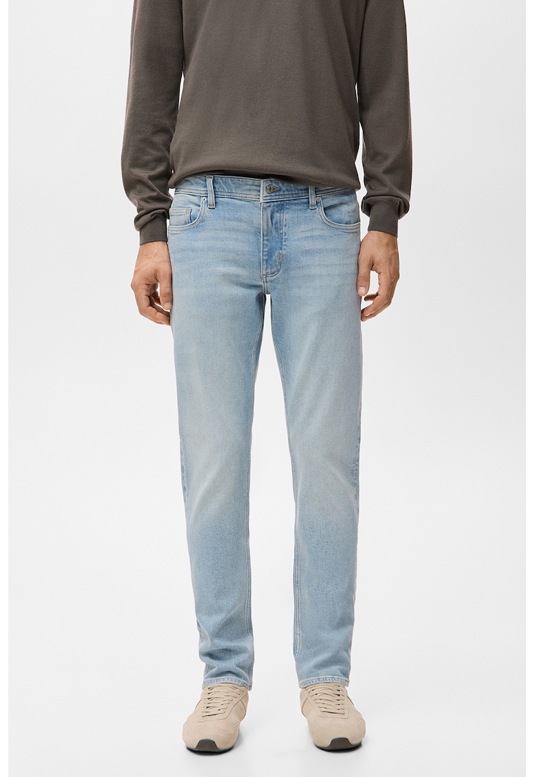 Blugi slim-fit cu aspect decolorat - Albastru pastel