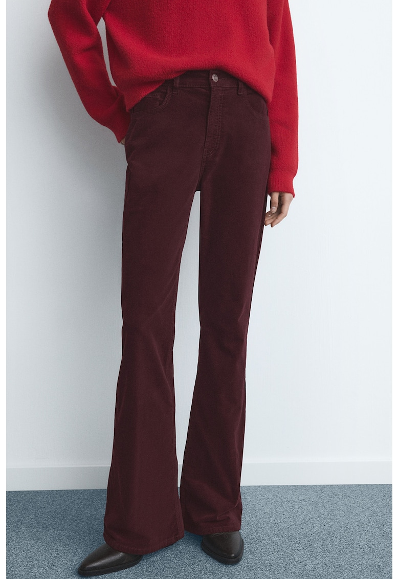 Blugi evazati de catifea - Visiniu