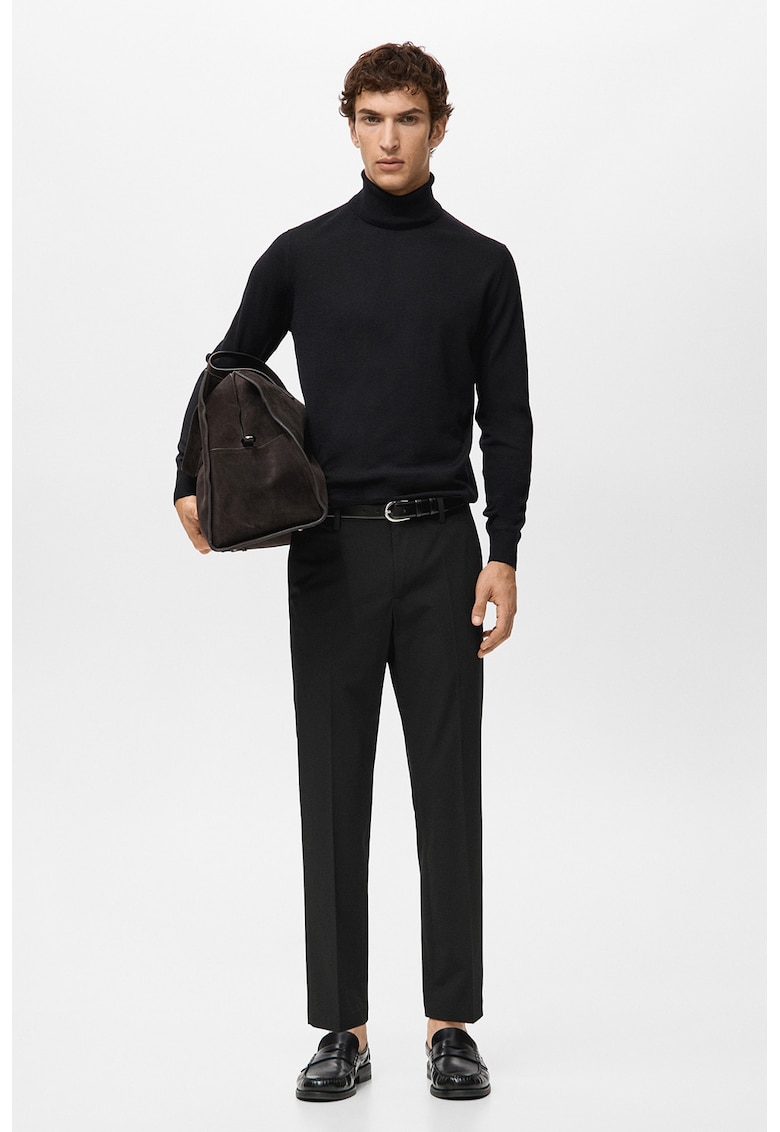 Pantaloni eleganti slim fit cu talie medie - Negru