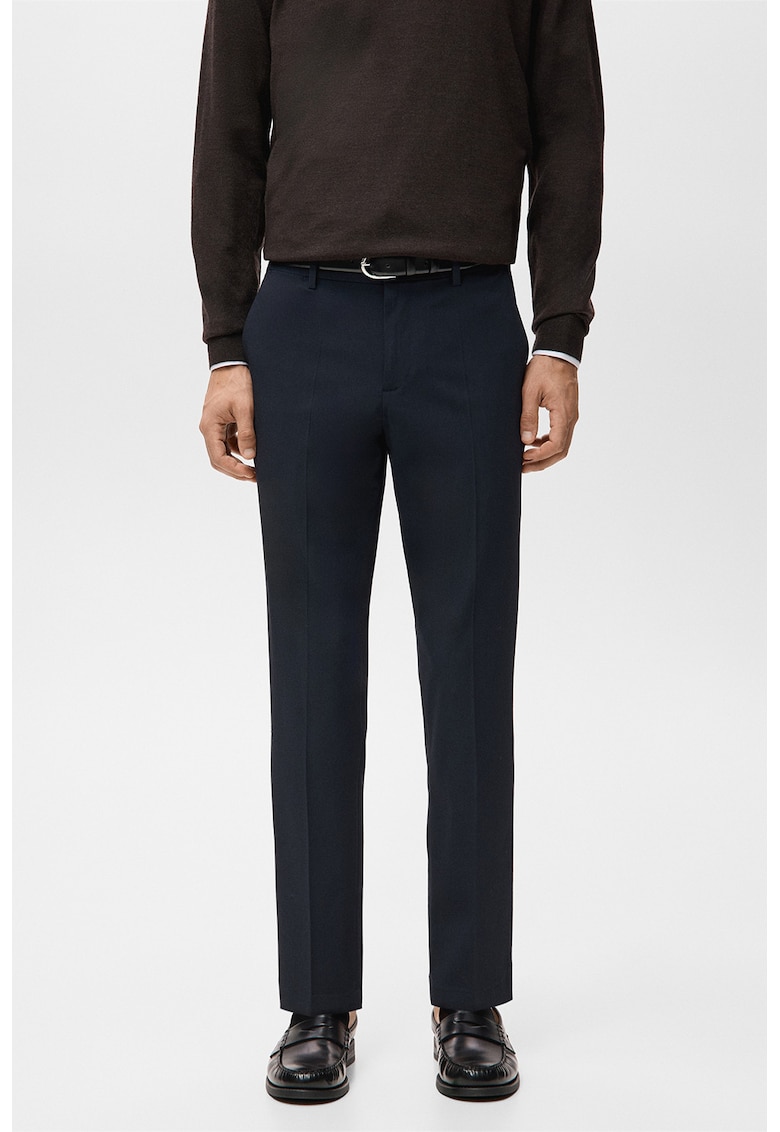 Pantaloni eleganti slim fit cu talie medie - Albastru ultramarin
