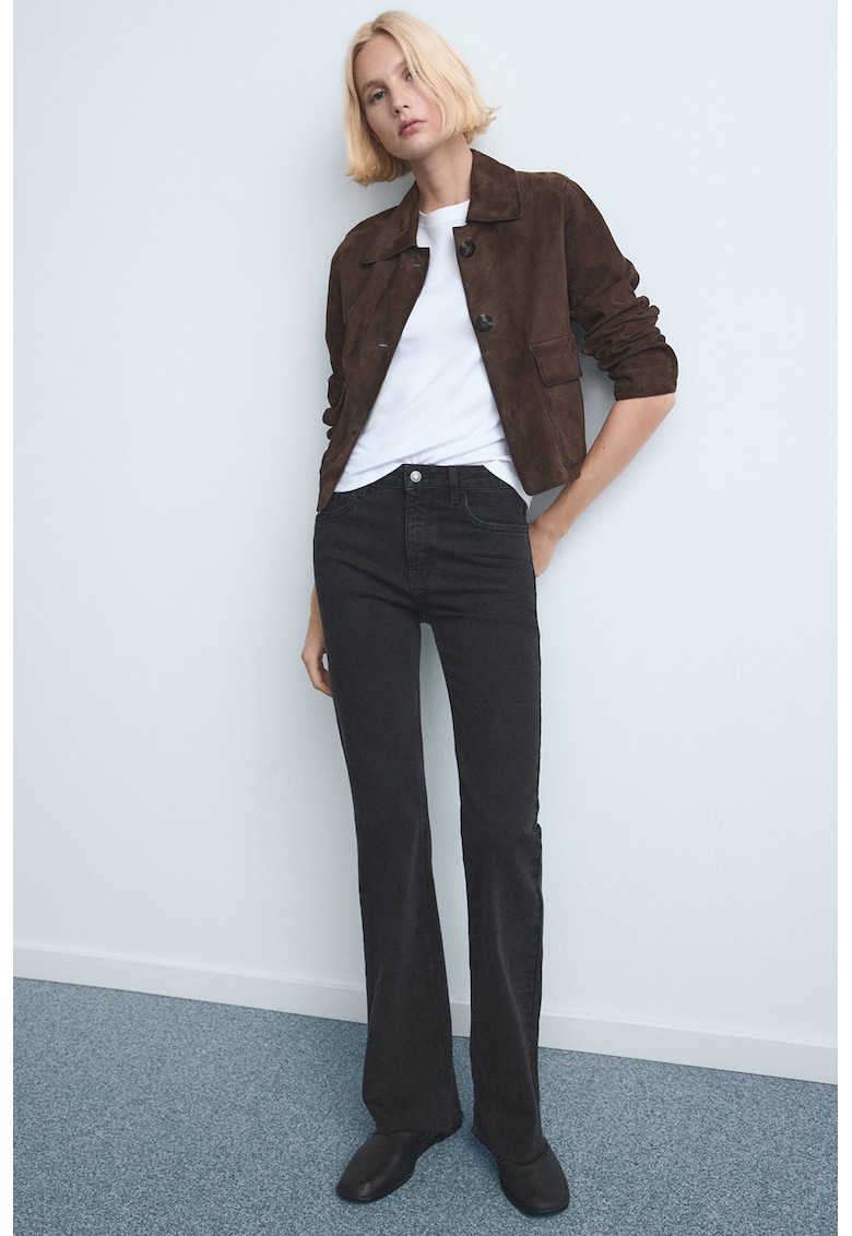 Blugi bootcut cu talie medie - Negru stins