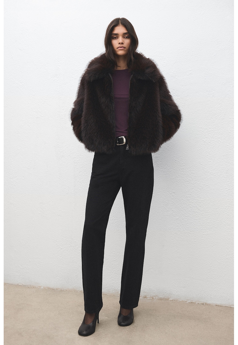Pulover slim fit cu decolteu la baza gatului - Violet pruna