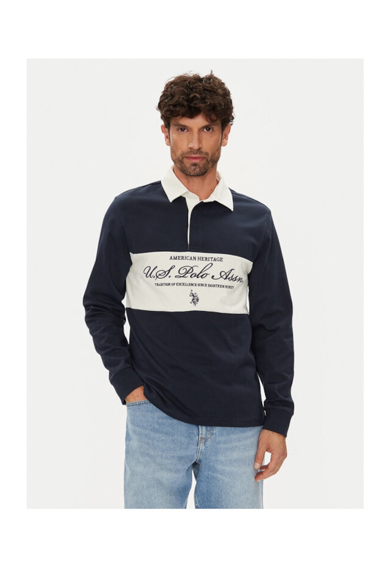 Polo barbati bleumarin - bumbac