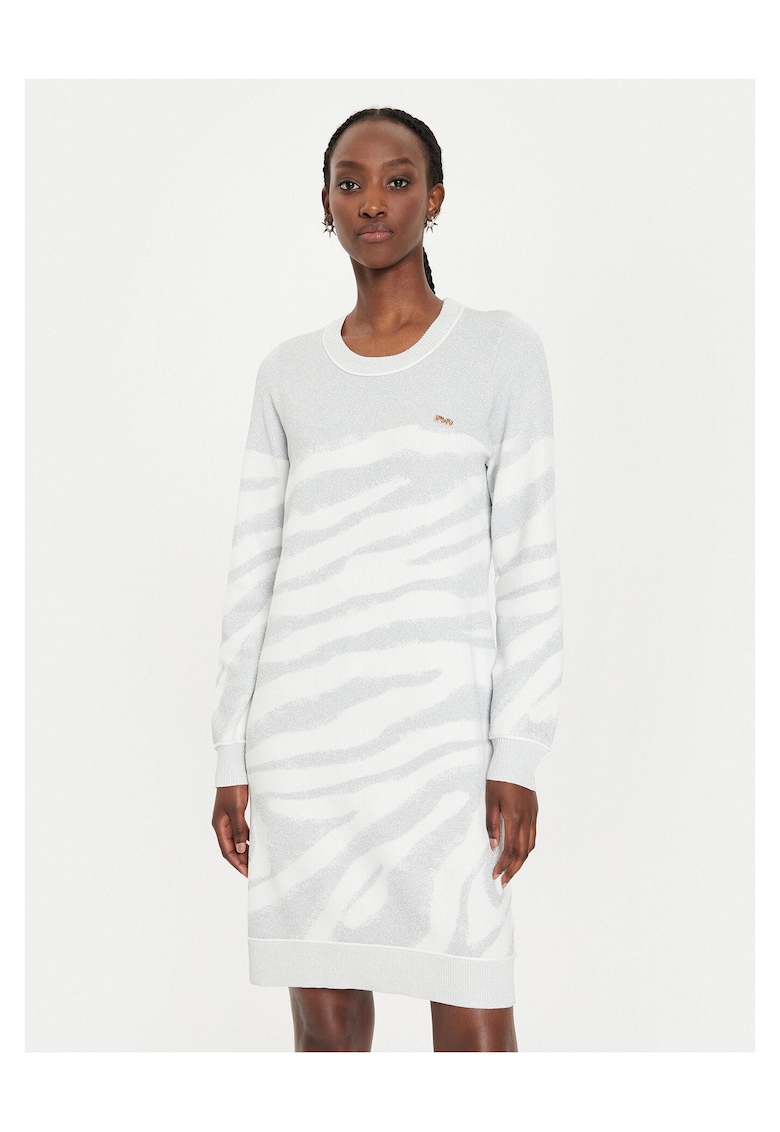 Rochie tricotata - argintie - 64% viscoza -