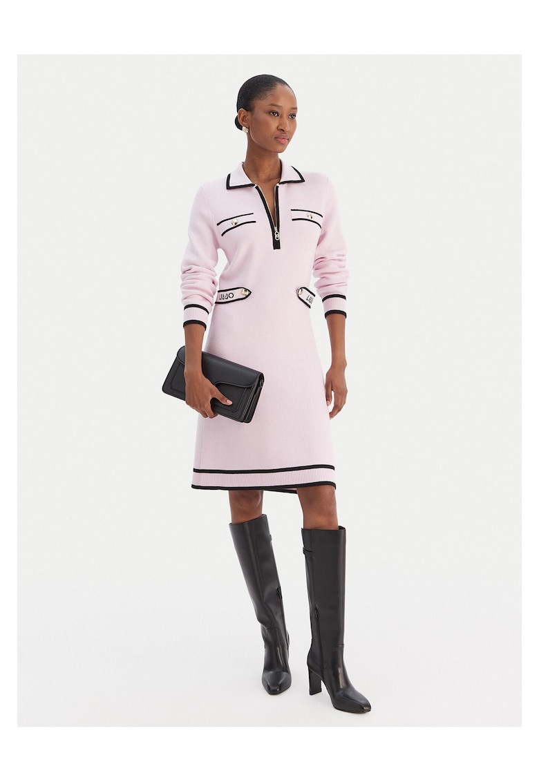 Rochie tricotata de dama roz - fabricata din material de calitate