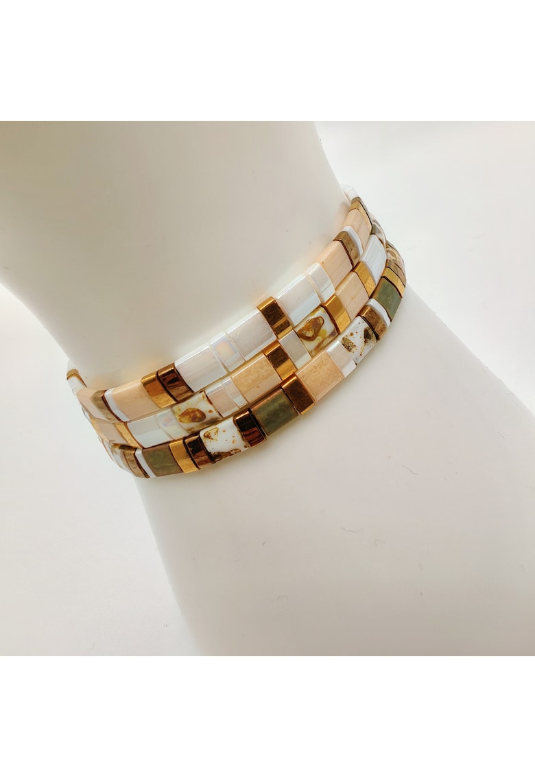 Set 3 bratari elastice cu margele Miyuki din Japonia CZM-568 - Multicolor